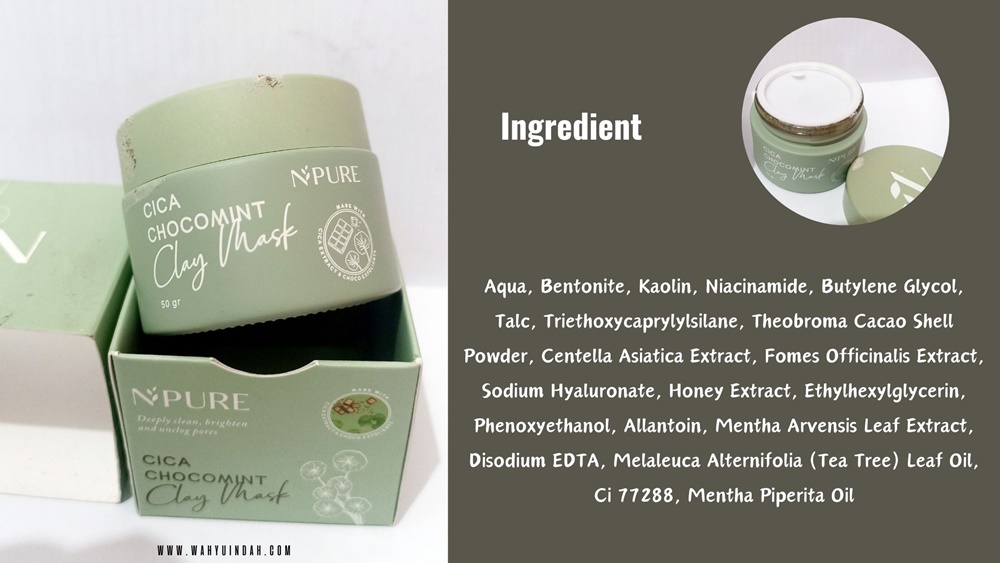 ingredient NPURE Cica Chocomint Clay mask
